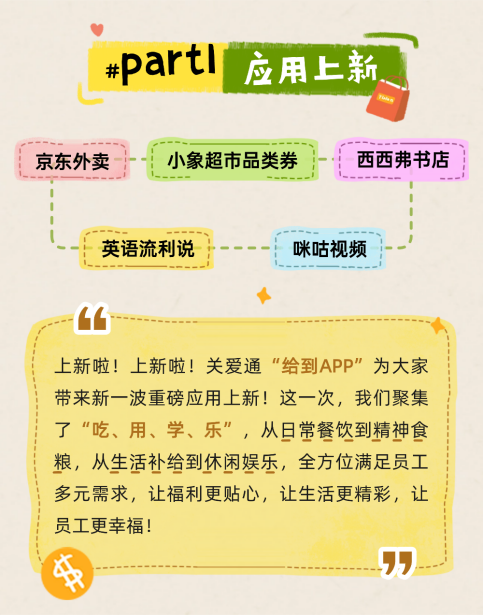 上新啦！“給到APP”解鎖京東外賣、小象超市、西西弗書店等，員工福利又“加餐”！
